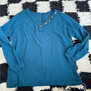 teal waffle long sleeve